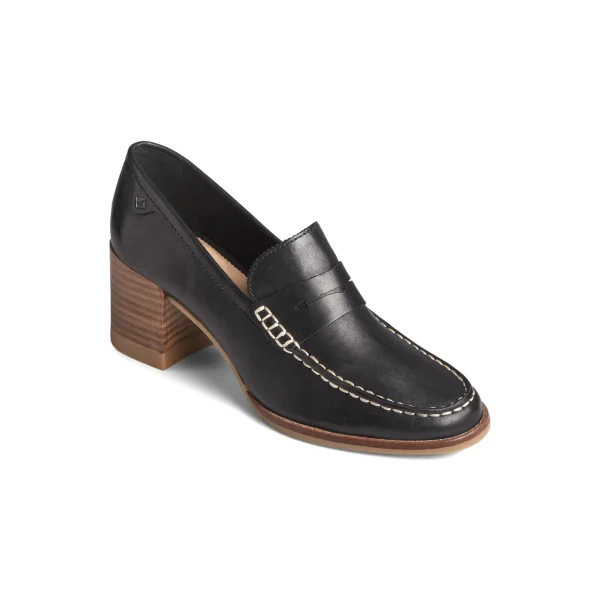 Sperry Shoes^Seaport Penny Heel Leather Loafer Black