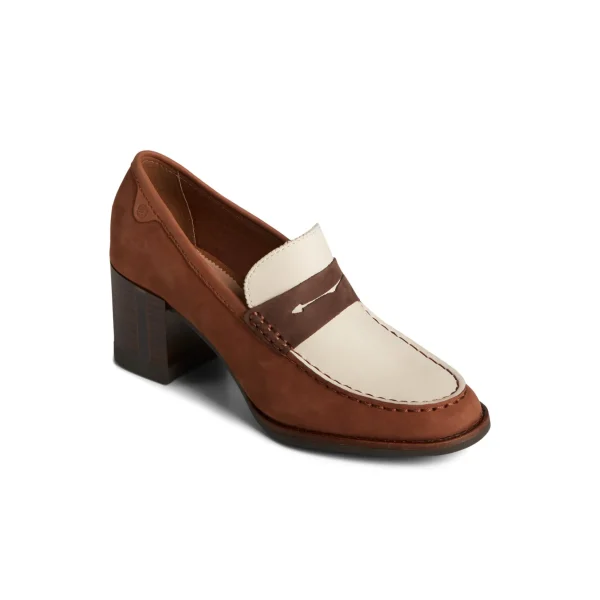 seaport_twotone_penny_hee_2.webp Sperry Shoes | Oxfords & Loafers^Seaport Two-Tone Penny Heel Brown